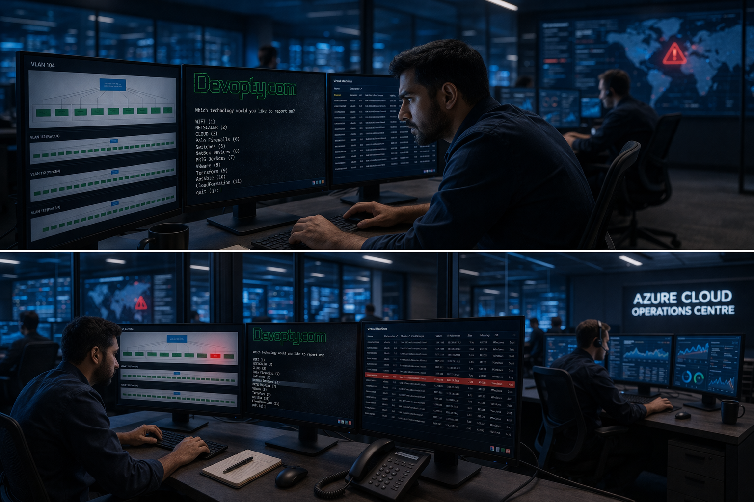 DEVOPTY network operations centre dashboard